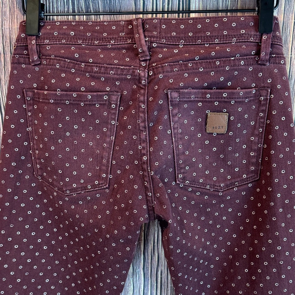 Roxy Maroon Polka Dot Skinny Jeans - Picture 7 of 9
